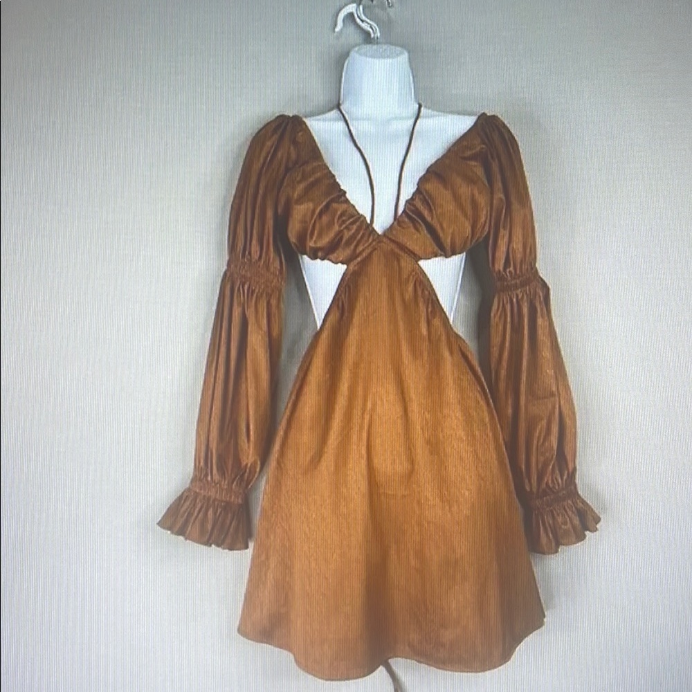 Elegant Brown Long Sleeve Dress